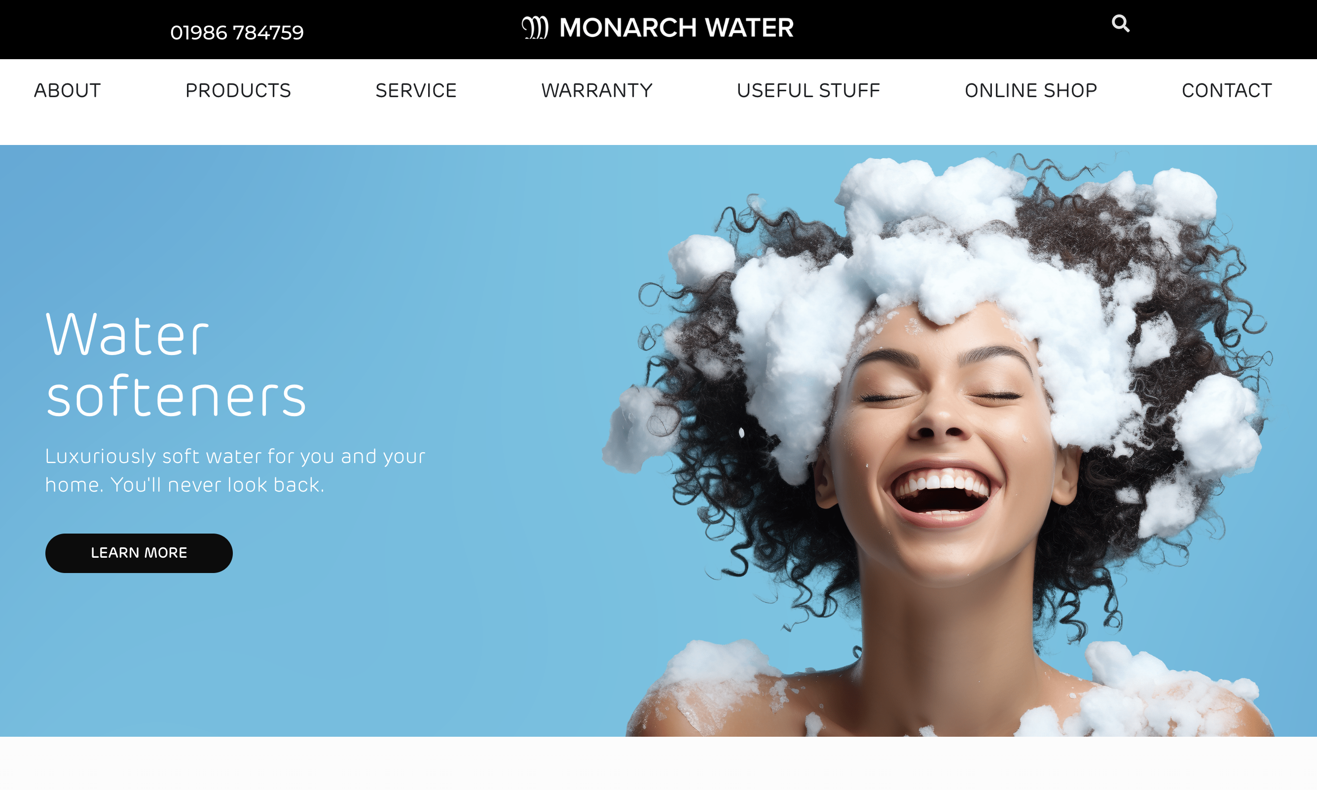 Monarch Water Softeners website screenshot